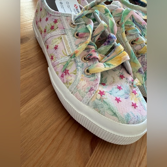 NWT SUPERGA x LoveShackFancy Pastel Canvas Sneakers Size 8 - Picture 5 of 10